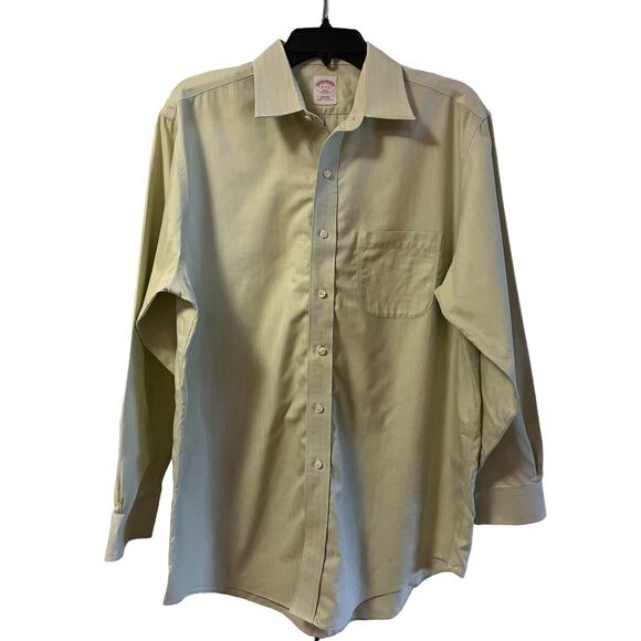 Brooks Brothers No Iron Light Green Men's Dress Long Sleeve Dress Shirt Size 16 - Picture 1 of 11